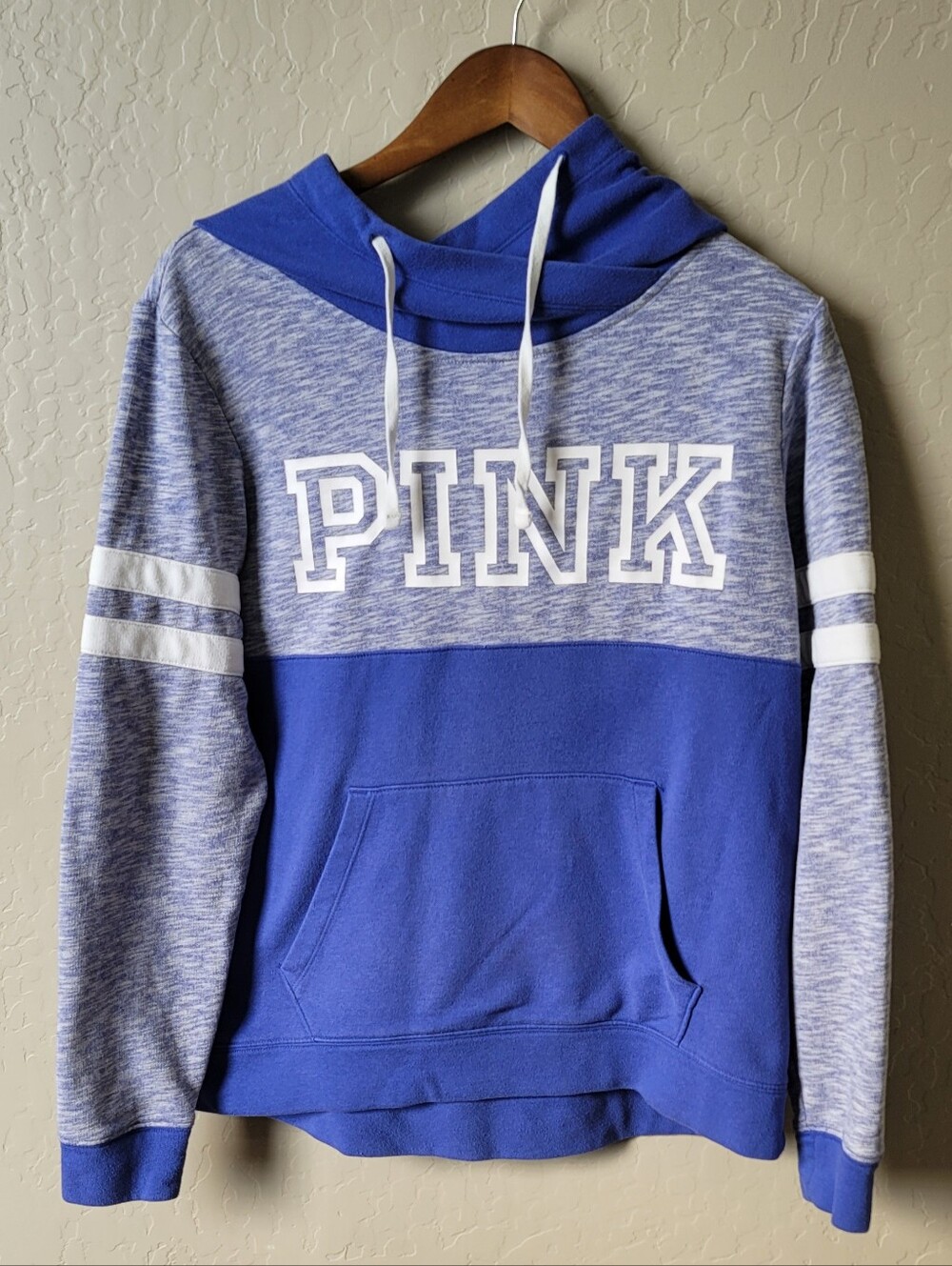 PINK Victoria's Secret Blue Hooded Sweatshirt SMALL